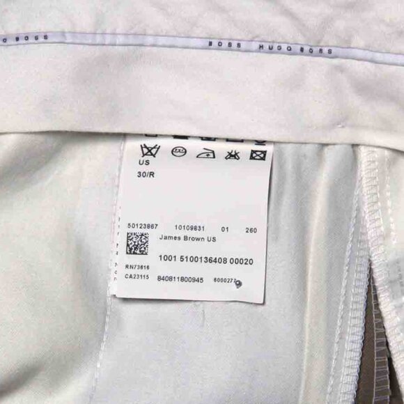 HUGO BOSS Wool Dress Khaki Pants Flat Front James Brown Men Size 30 X 35 - Picture 2 of 2